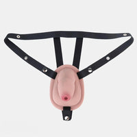 5.11in Real Hollow Chastity Cage Dildo Uncut Glans Female Masturbator