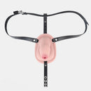 5.11in Real Hollow Chastity Cage Dildo Uncut Glans Female Masturbator