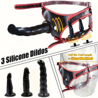 5.12in 5.91in 7.28in Three Heads Female Wear Intimate Strap on Dildo Panty