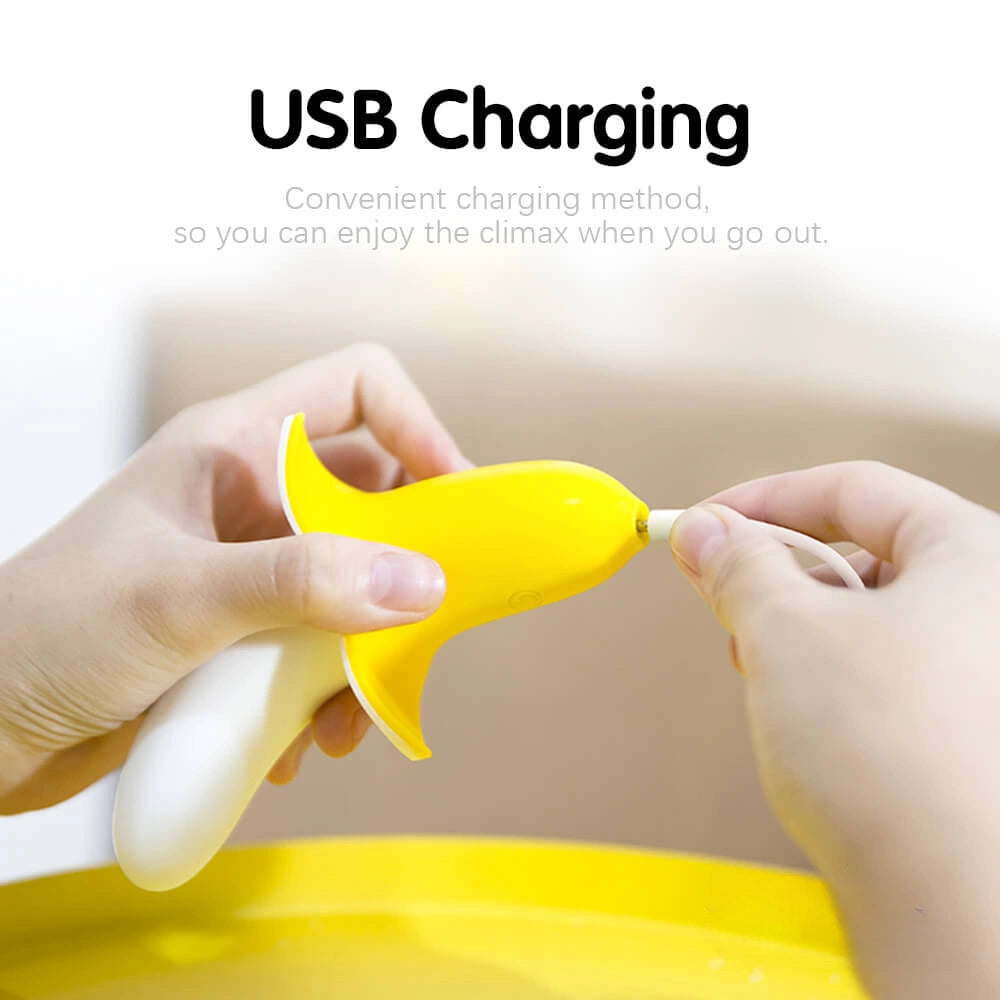 5.12in Banana Multi-Speeds Dildo Vibrating Real Touching Sex Toy