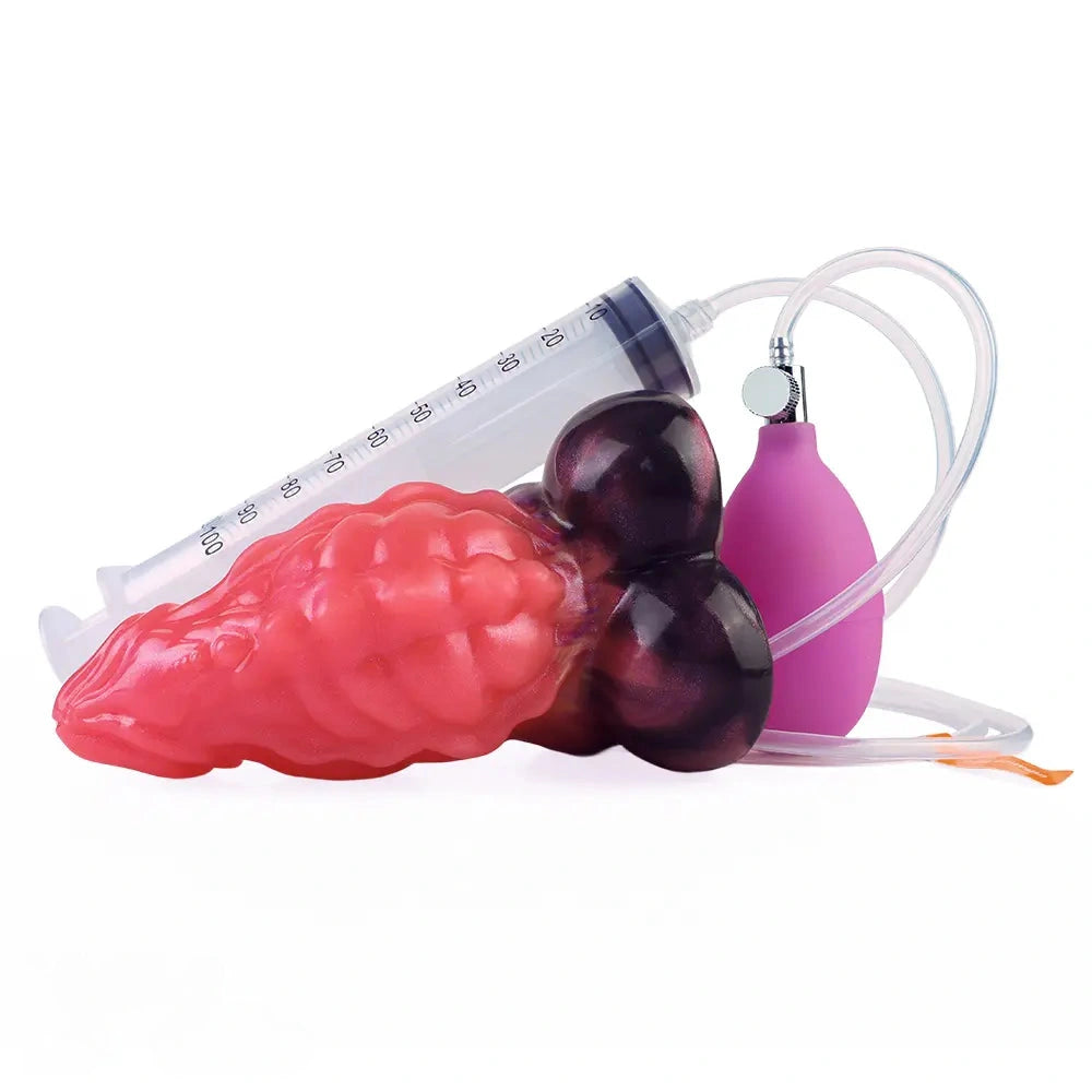 5.12in Fantasy Odd Silicone Soft Inflatable Spraying Water Dildo For Anus