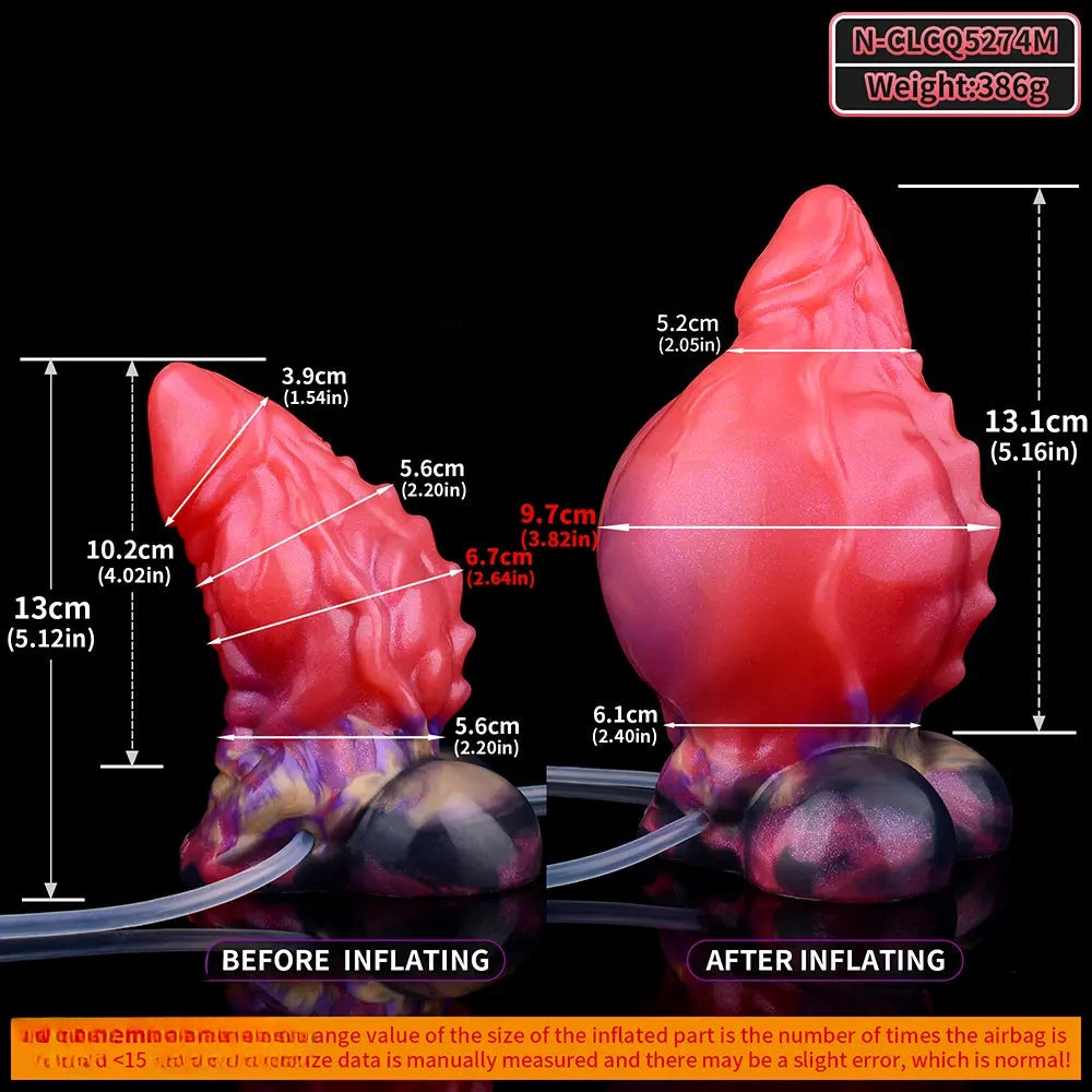 5.12in Fantasy Odd Silicone Soft Inflatable Spraying Water Dildo For Anus