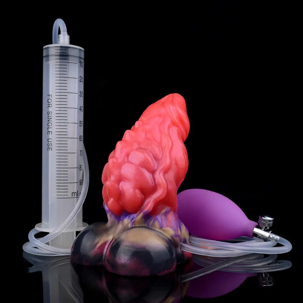 5.12in Fantasy Odd Silicone Soft Inflatable Spraying Water Dildo For Anus