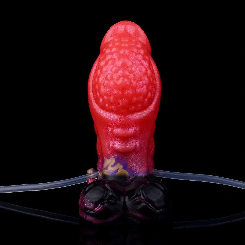 5.12in Fantasy Spiked Silicone Soft Inflatable Spraying Water Dildo For Anus
