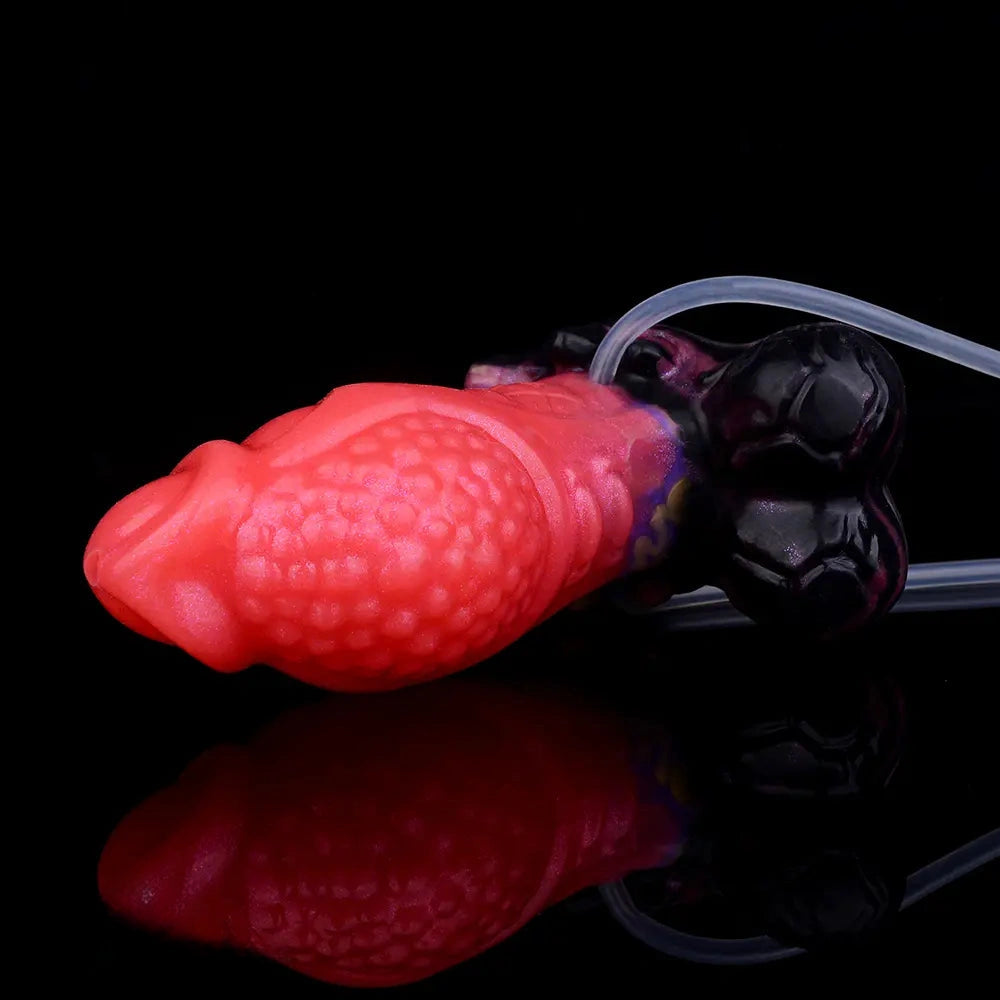 5.12in Fantasy Spiked Silicone Soft Inflatable Spraying Water Dildo For Anus