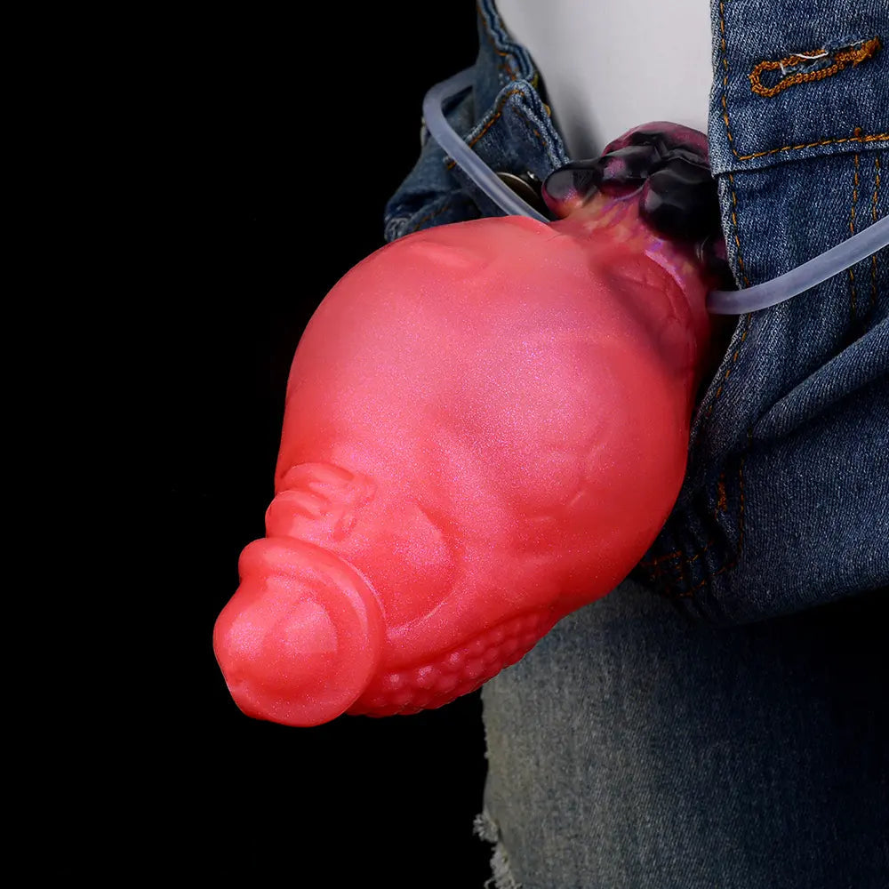 5.12in Fantasy Spiked Silicone Soft Inflatable Spraying Water Dildo For Anus