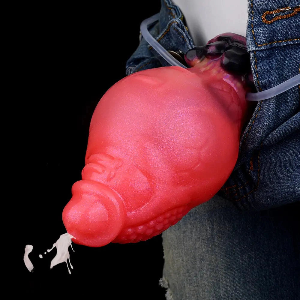 5.12in Fantasy Spiked Silicone Soft Inflatable Spraying Water Dildo For Anus