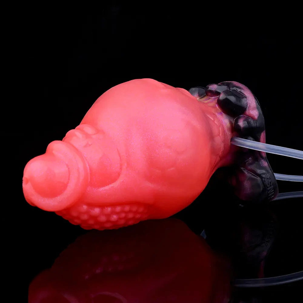 5.12in Fantasy Spiked Silicone Soft Inflatable Spraying Water Dildo For Anus