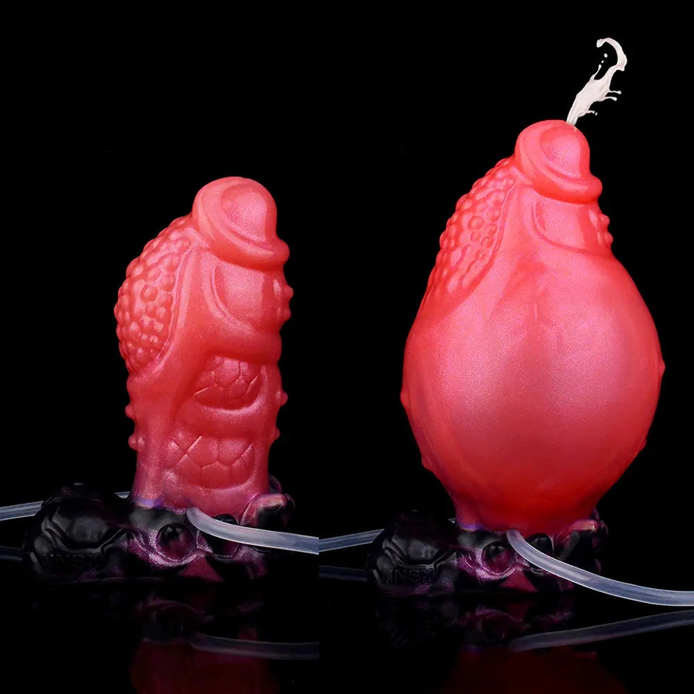 5.12in Fantasy Spiked Silicone Soft Inflatable Spraying Water Dildo For Anus