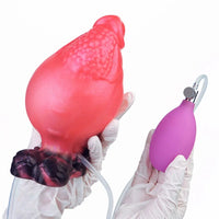 5.12in Fantasy Spiked Silicone Soft Inflatable Spraying Water Dildo For Anus