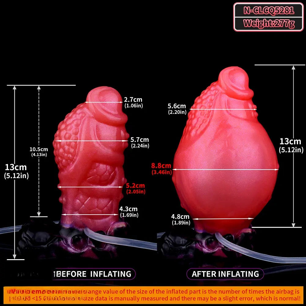 5.12in Fantasy Spiked Silicone Soft Inflatable Spraying Water Dildo For Anus