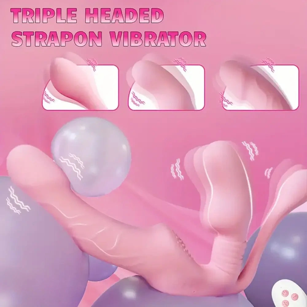 5.12in Triple Ended Silicone Strapless Double Vibrating Massager Dildo
