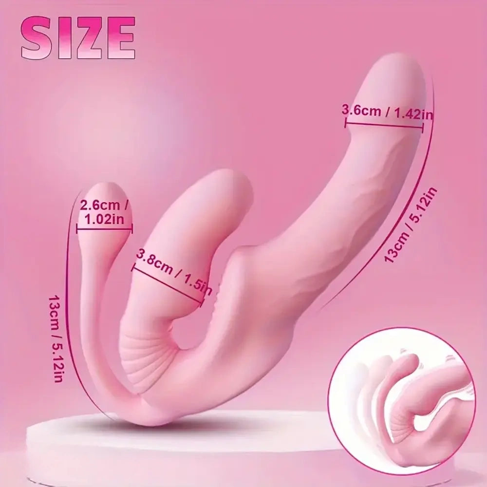 5.12in Triple Ended Silicone Strapless Double Vibrating Massager Dildo