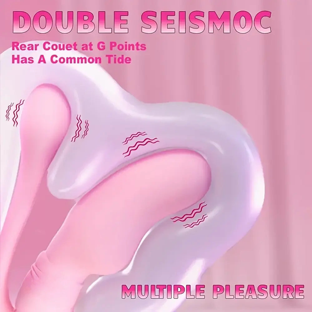5.12in Triple Ended Silicone Strapless Double Vibrating Massager Dildo