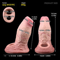 5.15in Liquid Silicone Strap on Penis Extender Cock Sleeve Dildo For Anus