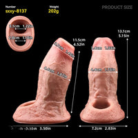 5.15in Liquid Silicone Strap on Penis Extender Cock Sleeve Dildo For Anus