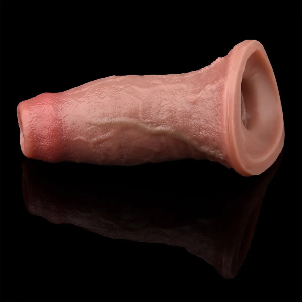 5.15in Liquid Silicone Strap on Penis Extender Cock Sleeve Dildo For Anus