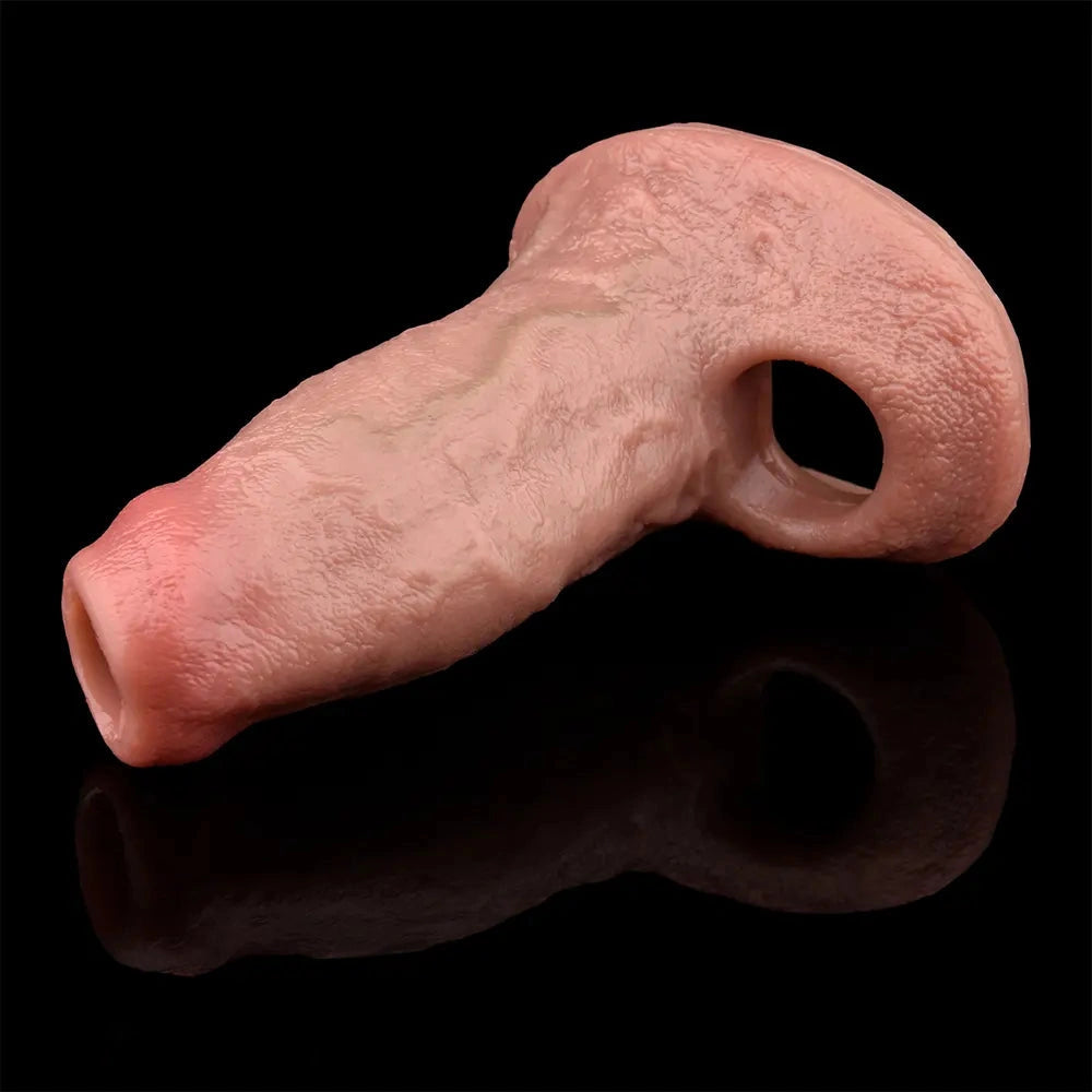 5.15in Liquid Silicone Strap on Penis Extender Cock Sleeve Dildo For Anus