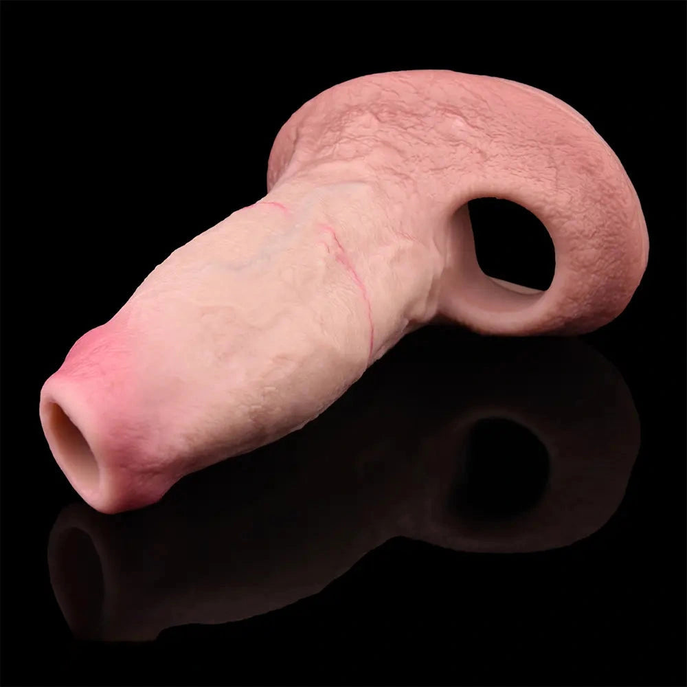 5.15in Liquid Silicone Strap on Penis Extender Cock Sleeve Dildo For Anus