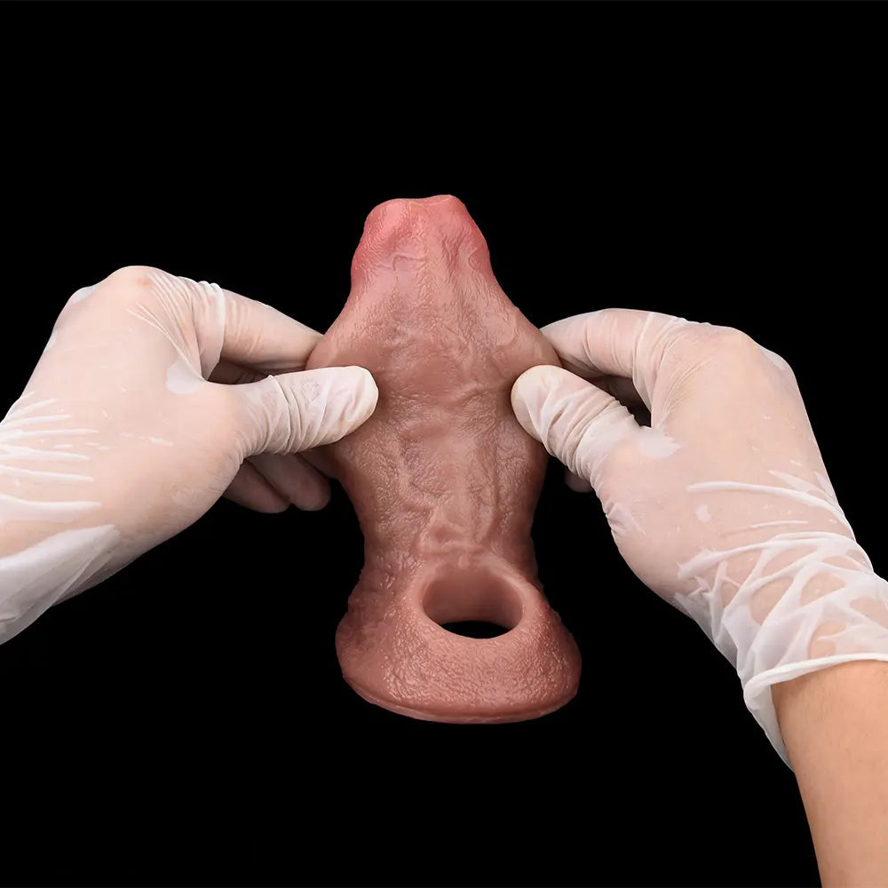 5.15in Liquid Silicone Strap on Penis Extender Cock Sleeve Dildo For Anus