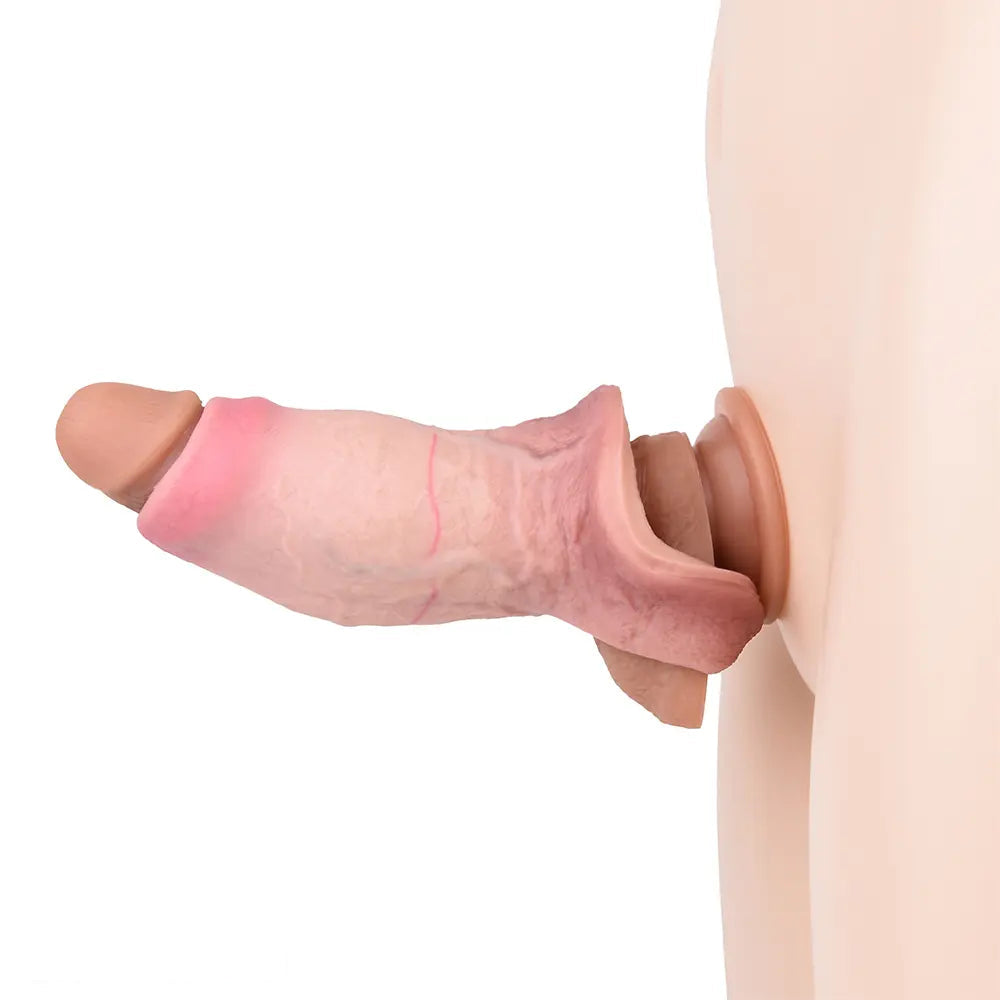5.15in Liquid Silicone Strap on Penis Extender Cock Sleeve Dildo For Anus