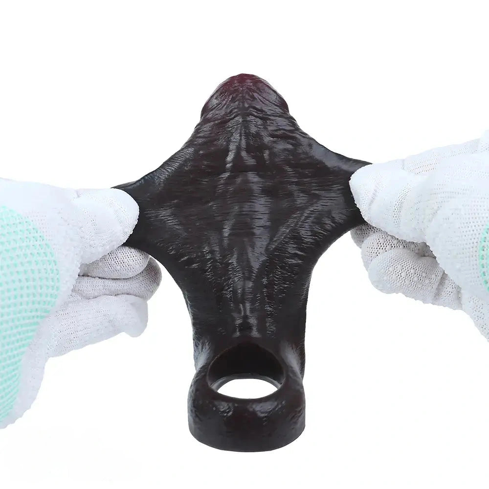 5.19in Deep Veins Open Head Silicone Hollow Dildo Sleeve For Enlargement