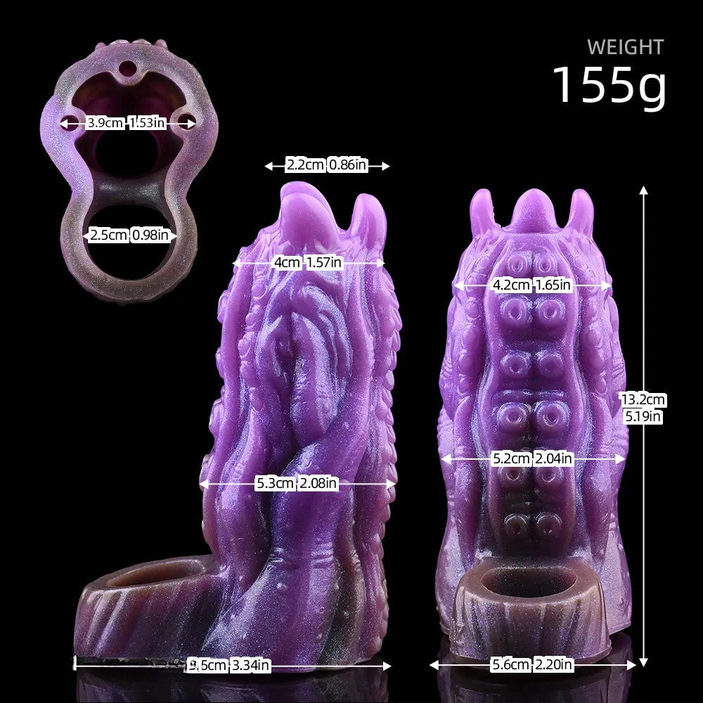 5.19in Dragon Tentacle Spiked Beast Creature Fantasy Hollow Dildo Sleeve