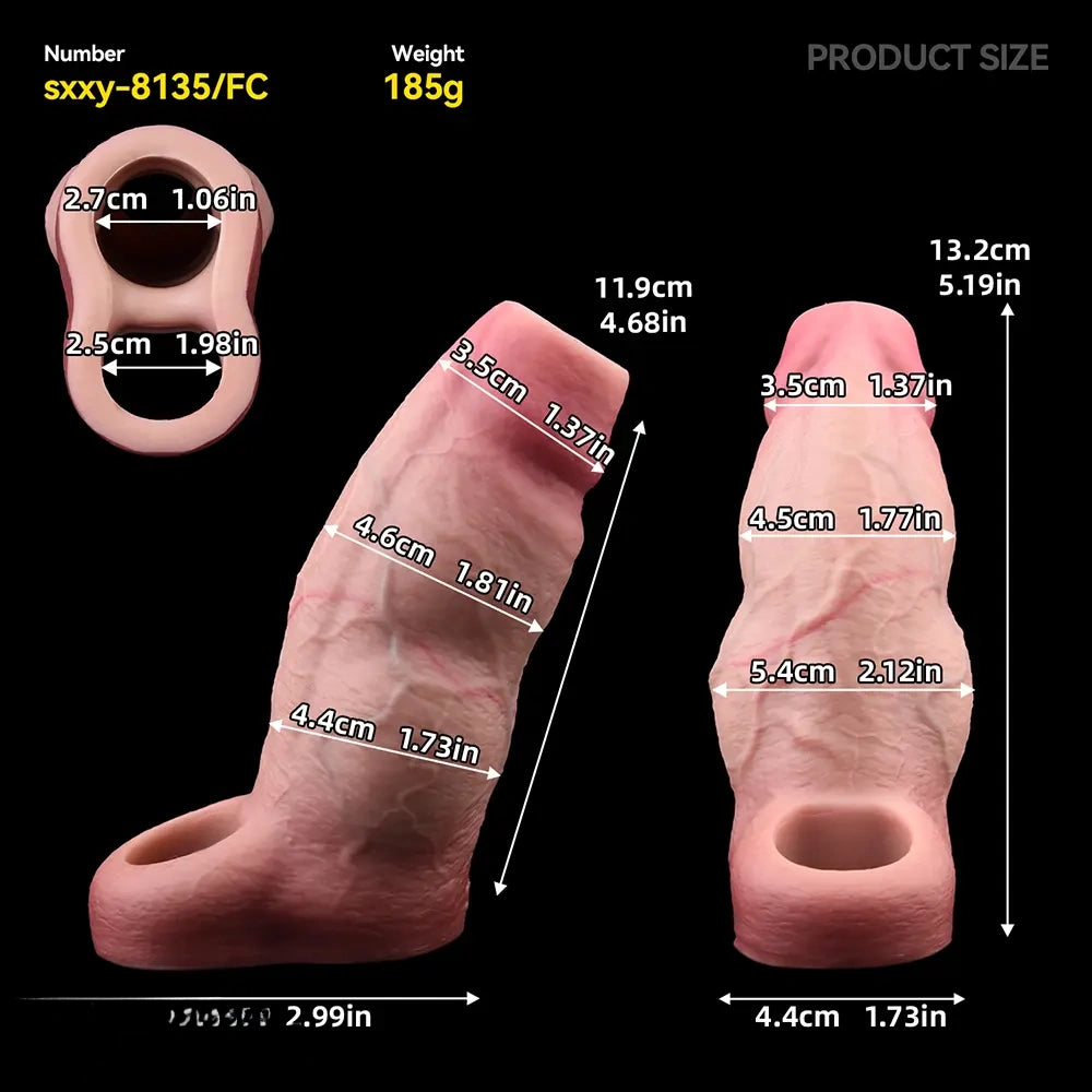 5.19in Strap on Penis Extender Cock Sleeve Dildo Realistic Simulation Sex Toy