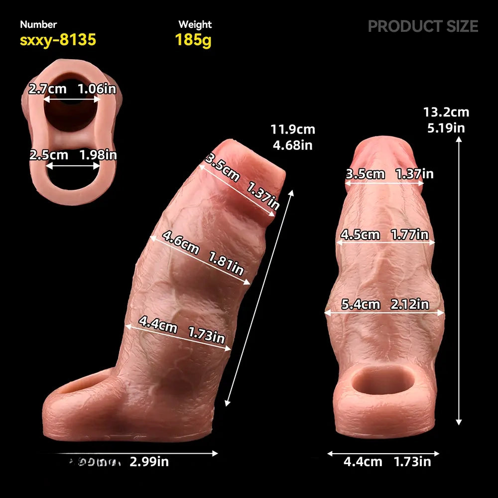 5.19in Strap on Penis Extender Cock Sleeve Dildo Realistic Simulation Sex Toy