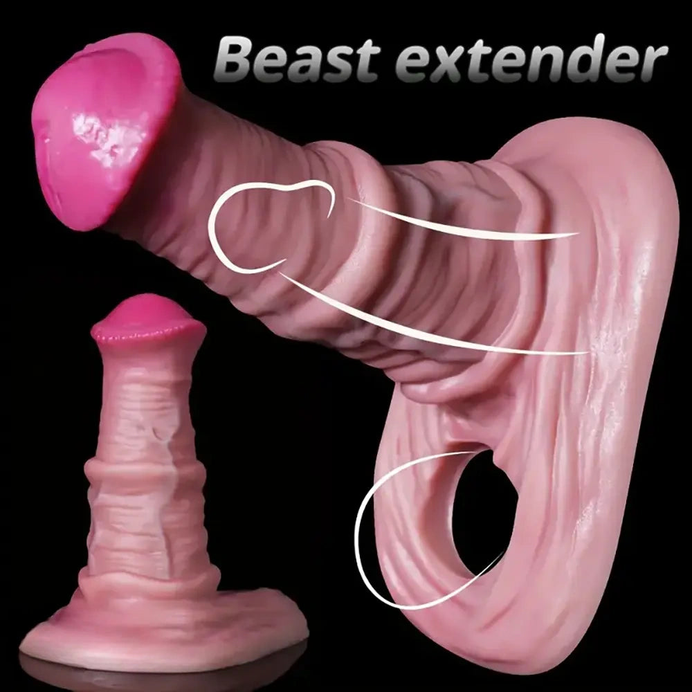5.1in 6.9in Penis Sleeve Extender Silicone Soft Male Dildo With Cock Ring