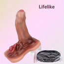 5.23in Realistic Uncut Foreskin Grinder Silicone Dildo With Webbing Straps