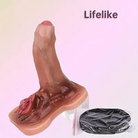 5.23in Realistic Uncut Foreskin Grinder Silicone Dildo With Webbing Straps