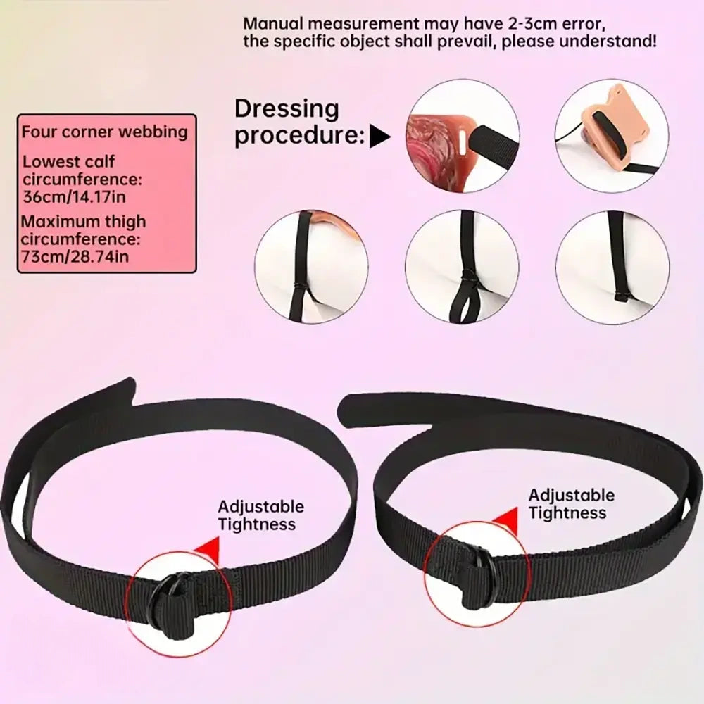 5.23in Realistic Uncut Foreskin Grinder Silicone Dildo With Webbing Straps