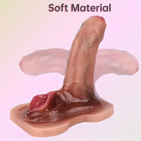 5.23in Realistic Uncut Foreskin Grinder Silicone Dildo With Webbing Straps
