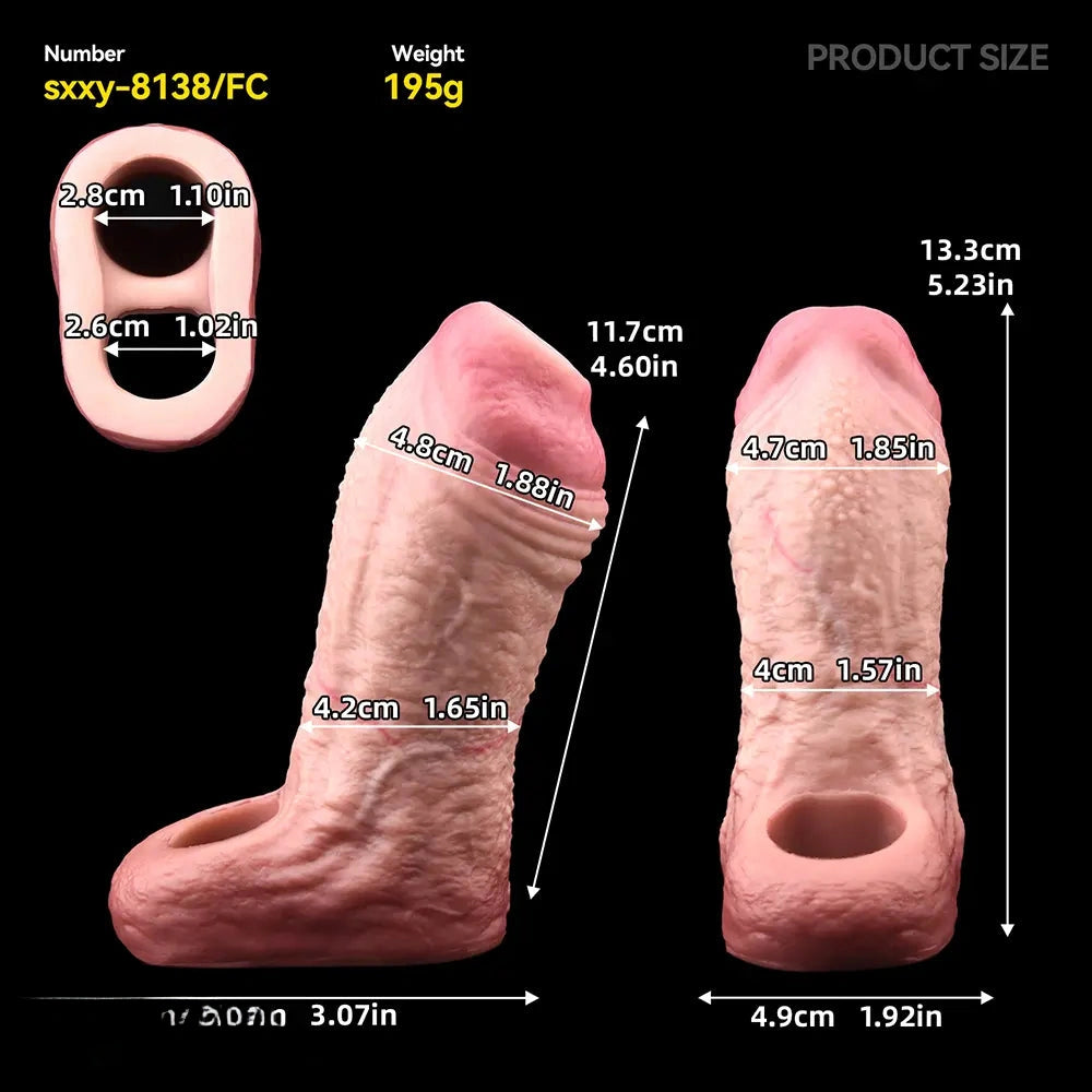 5.23in Strap on Penis Extender Cock Sleeve Dildo For Vagina Anal Stimulating