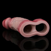 5.24in Real Feeling Blue Veins Hollow Dildo Cock Sleeve With Cock Ring