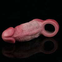 5.24in Real Feeling Blue Veins Hollow Dildo Cock Sleeve With Cock Ring