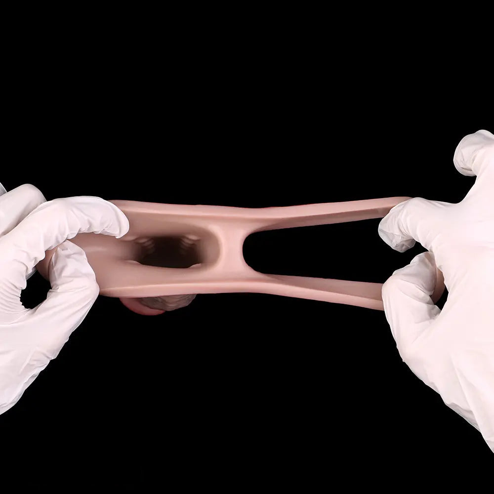5.24in Real Feeling Blue Veins Hollow Dildo Cock Sleeve With Cock Ring