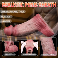 5.24in Real Feeling Blue Veins Hollow Dildo Cock Sleeve With Cock Ring