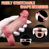 5.24in Real Feeling Blue Veins Hollow Dildo Cock Sleeve With Cock Ring
