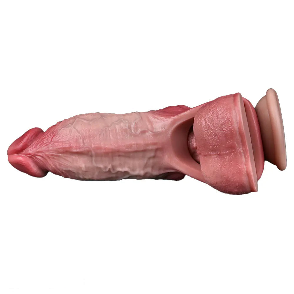 5.24in Real Feeling Blue Veins Hollow Dildo Cock Sleeve With Cock Ring