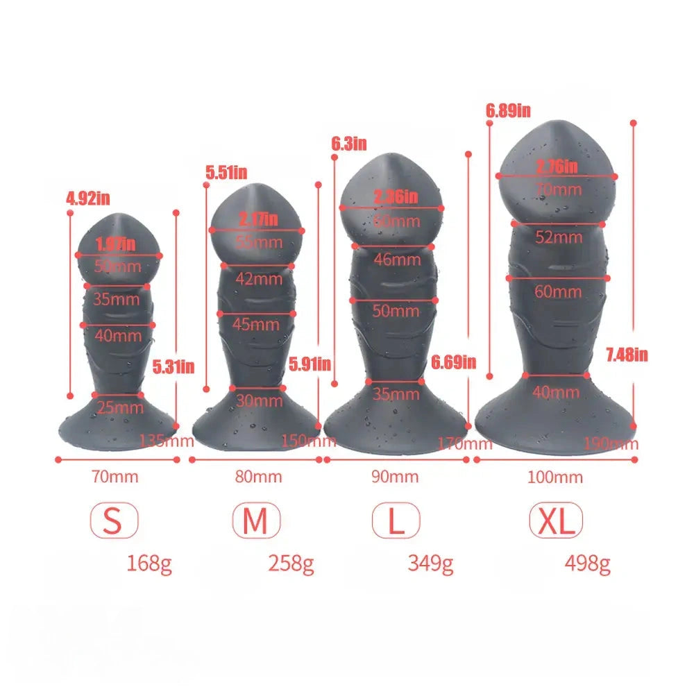 5.31in 5.91in 6.69in 7.48in Dildo Butt Plug Trainer Liquid Silicone Anal Plug