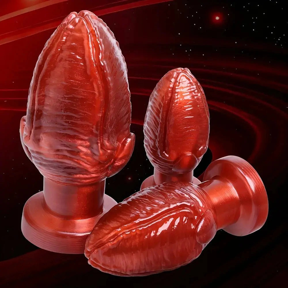 5.31in 6.5in 8.07in PVC Red Butt Plug Dildo With Suction Cup For Women