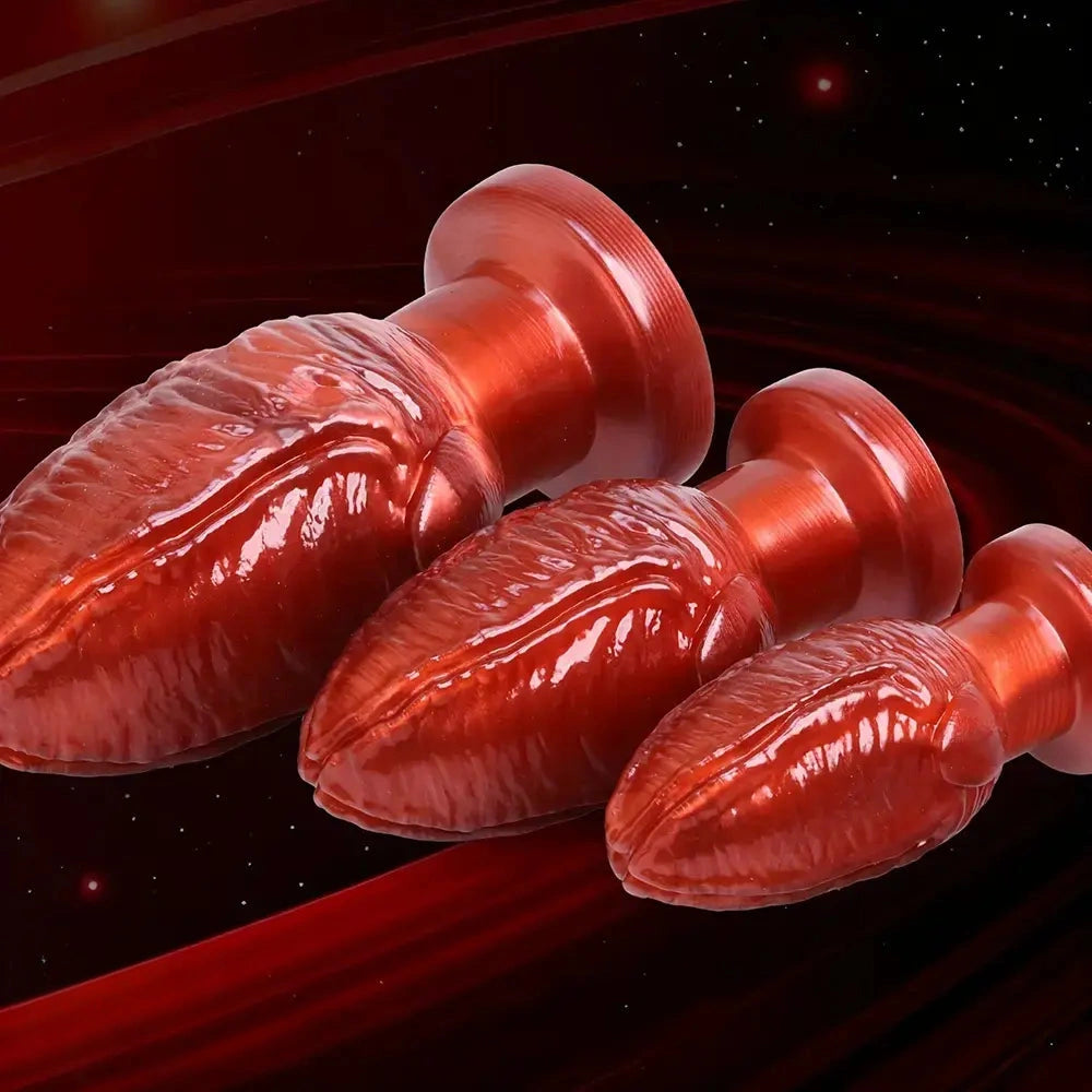 5.31in 6.5in 8.07in PVC Red Butt Plug Dildo With Suction Cup For Women