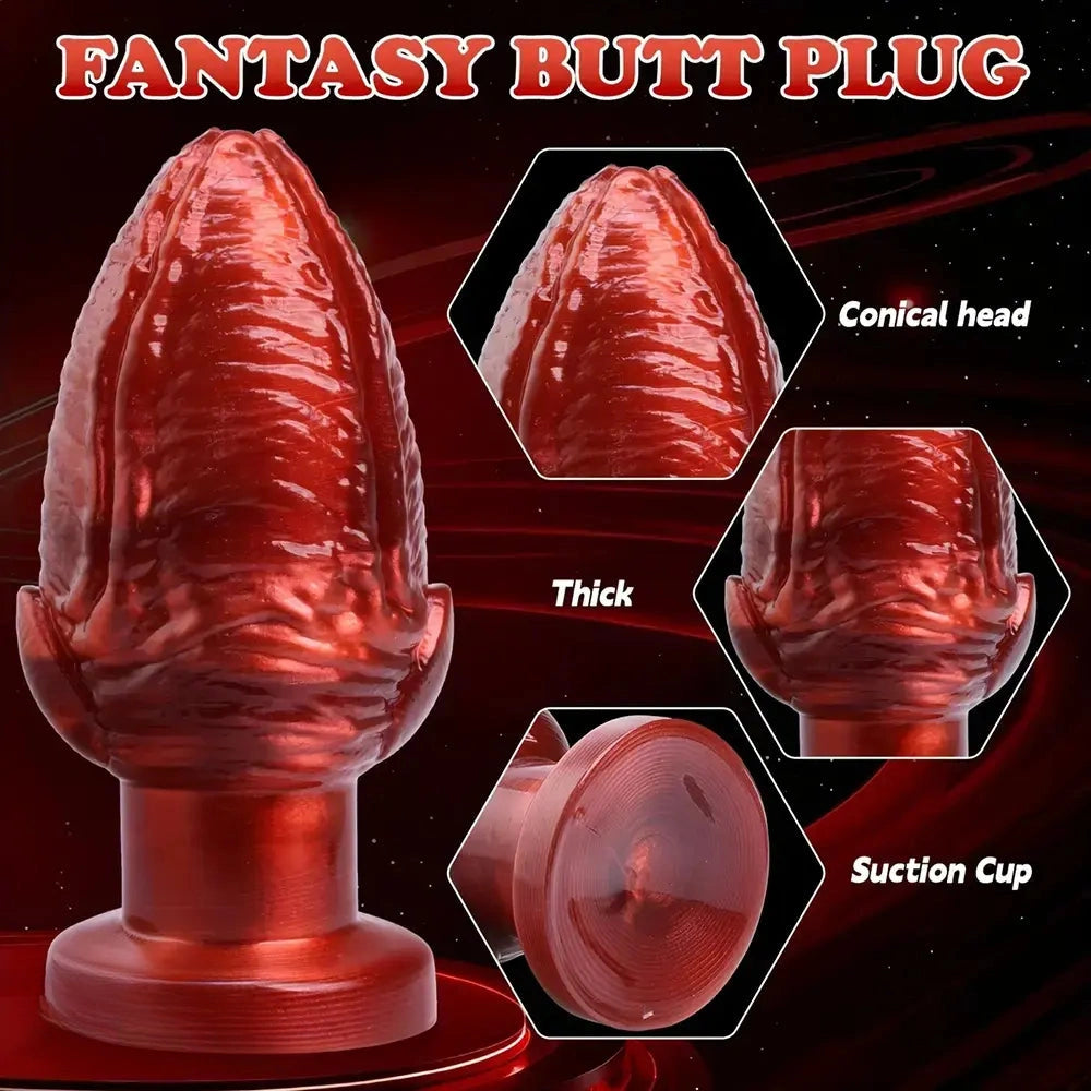 5.31in 6.5in 8.07in PVC Red Butt Plug Dildo With Suction Cup For Women