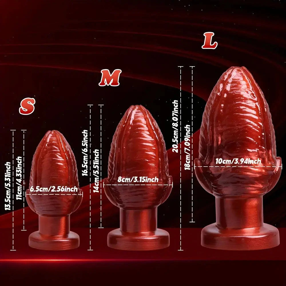 5.31in 6.5in 8.07in PVC Red Butt Plug Dildo With Suction Cup For Women
