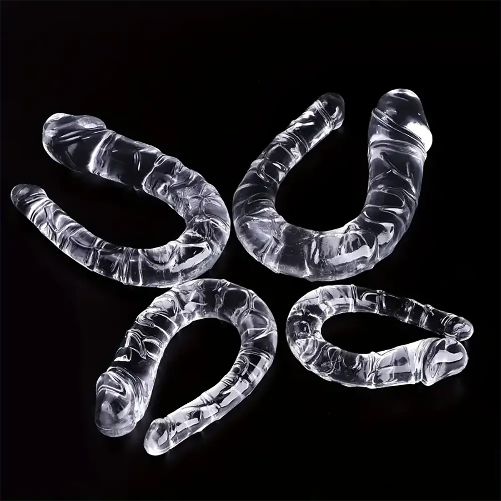 5.31in 6.69in 7.48in 8.46in Clear Dual Heads Curved U Shape Anal Dildo