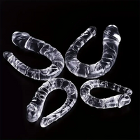5.31in 6.69in 7.48in 8.46in Clear Dual Heads Curved U Shape Anal Dildo