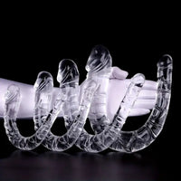 5.31in 6.69in 7.48in 8.46in Clear Dual Heads Curved U Shape Anal Dildo