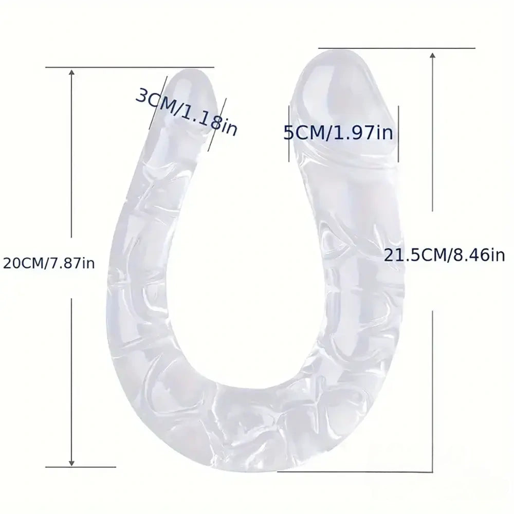 5.31in 6.69in 7.48in 8.46in Clear Dual Heads Curved U Shape Anal Dildo